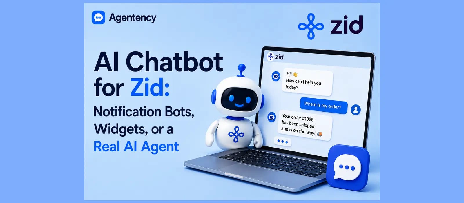 AI Chatbot for Zid: Notification Bots, Widgets, or a Real AI Agent — illustration